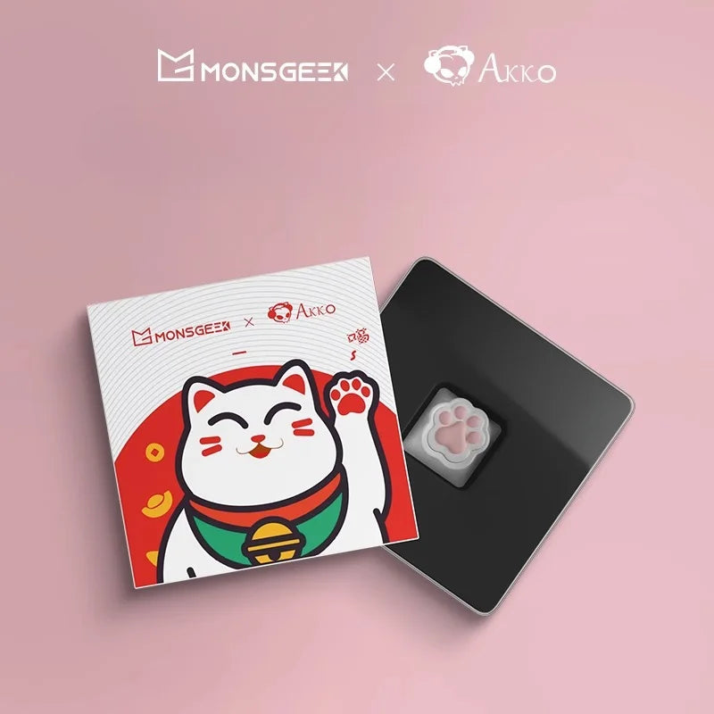 Mongseek Super Cute Cat Claw KeyCap Girl Powder Mechanical Keyboard Key Cap Soft Silicone Cross Shaft Universal Birthday Gifts