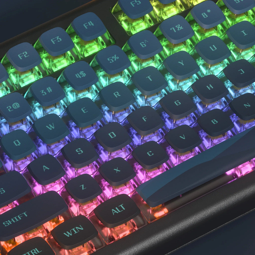 PIIFOX Shanshui Transparent Keycaps XDA Profile PBT Double Thermal Sublimation 117 Keys  Design Color-block Parts Customized DIY