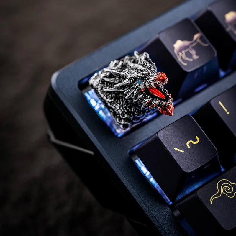MonsterHunter Dragon Point Keycaps Anime Artisan Keyboard Cap Zinogre 3D Custom Gaming Decoration KeyCap for Mechanical Keyboard