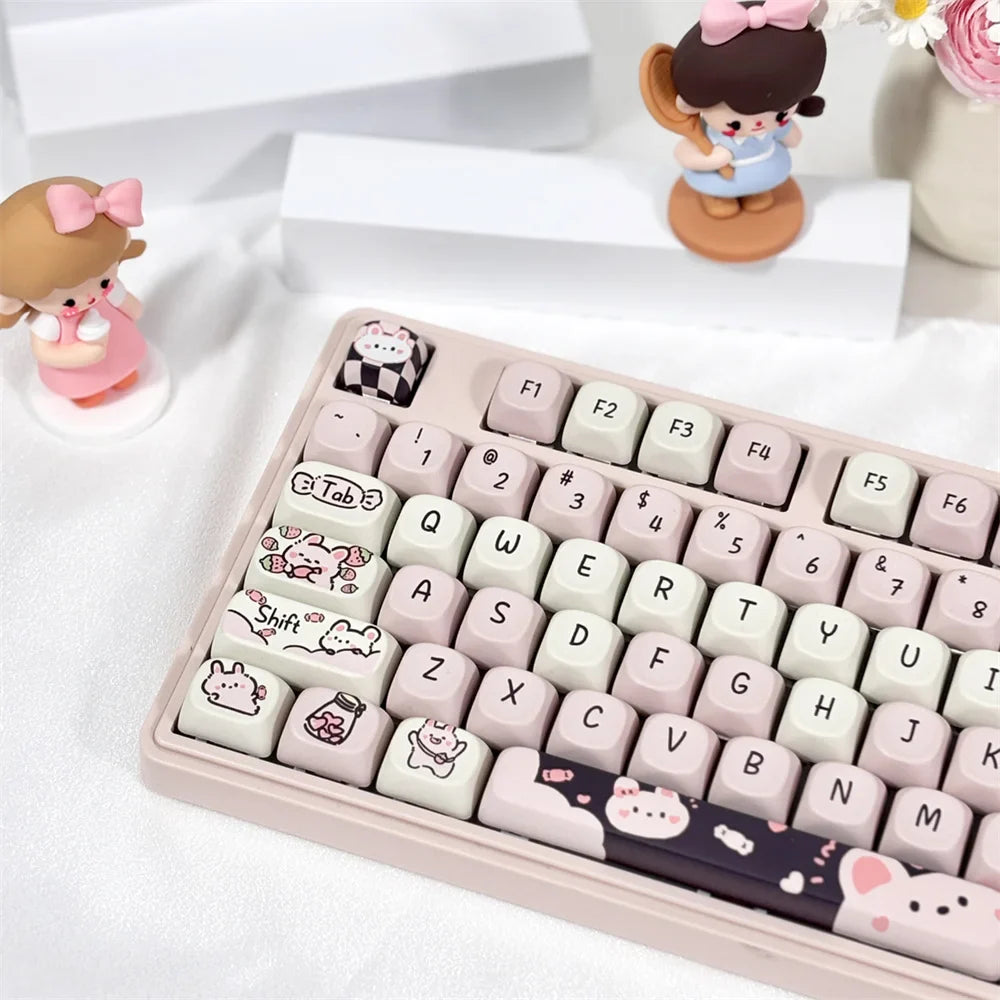 95Keys Matcha Puppy Keycaps MOA Profile PBT Key Caps Kit keyboard kit for 61/64/68/84/75/87Keys GMK67 Mechanical Keyboard Caps