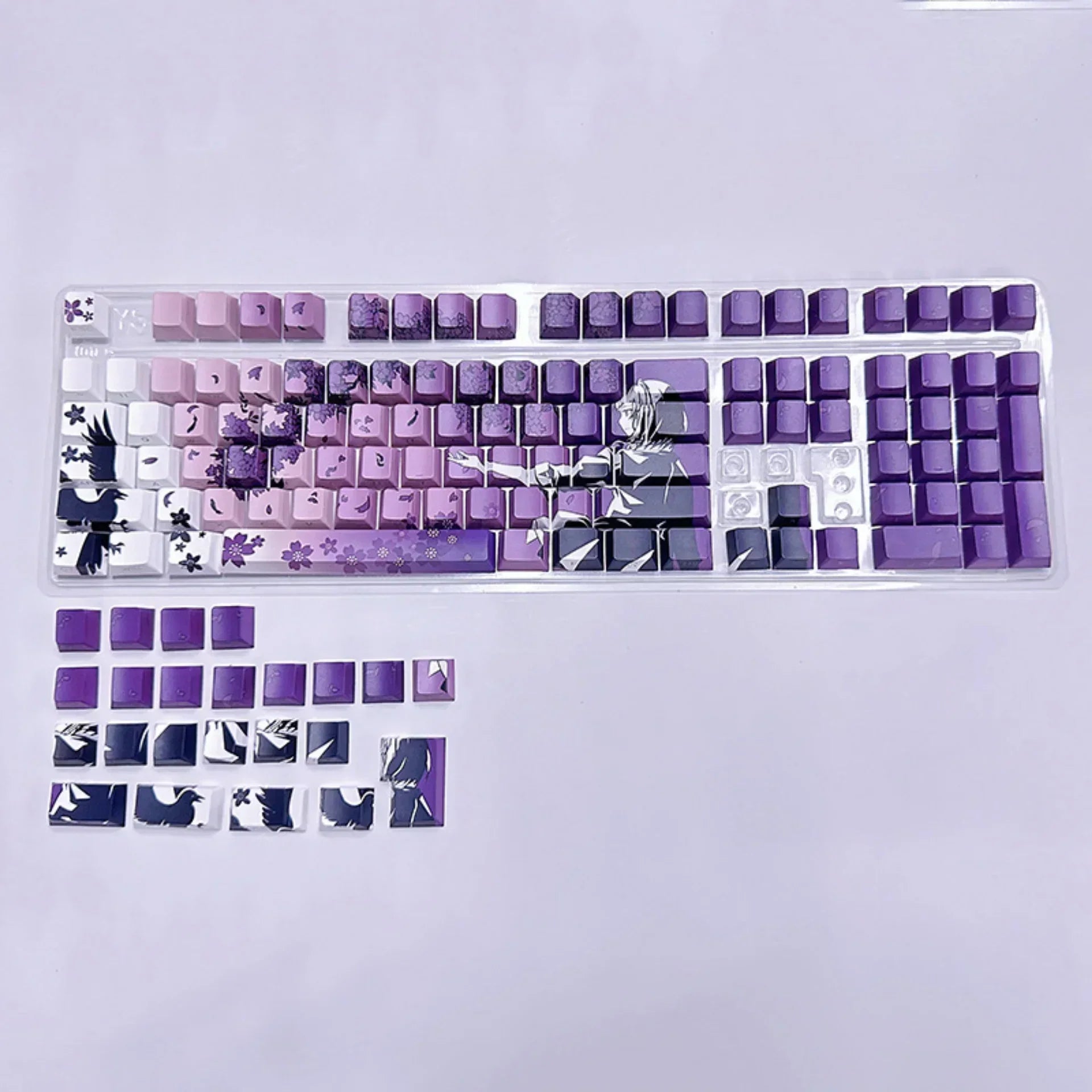 135 Key Side Engraved Transparent Sakura Girl Key Cap PBT for MX Switch HI75 HI8 68 F99 104 64 Wooting Mechanical Keyboard
