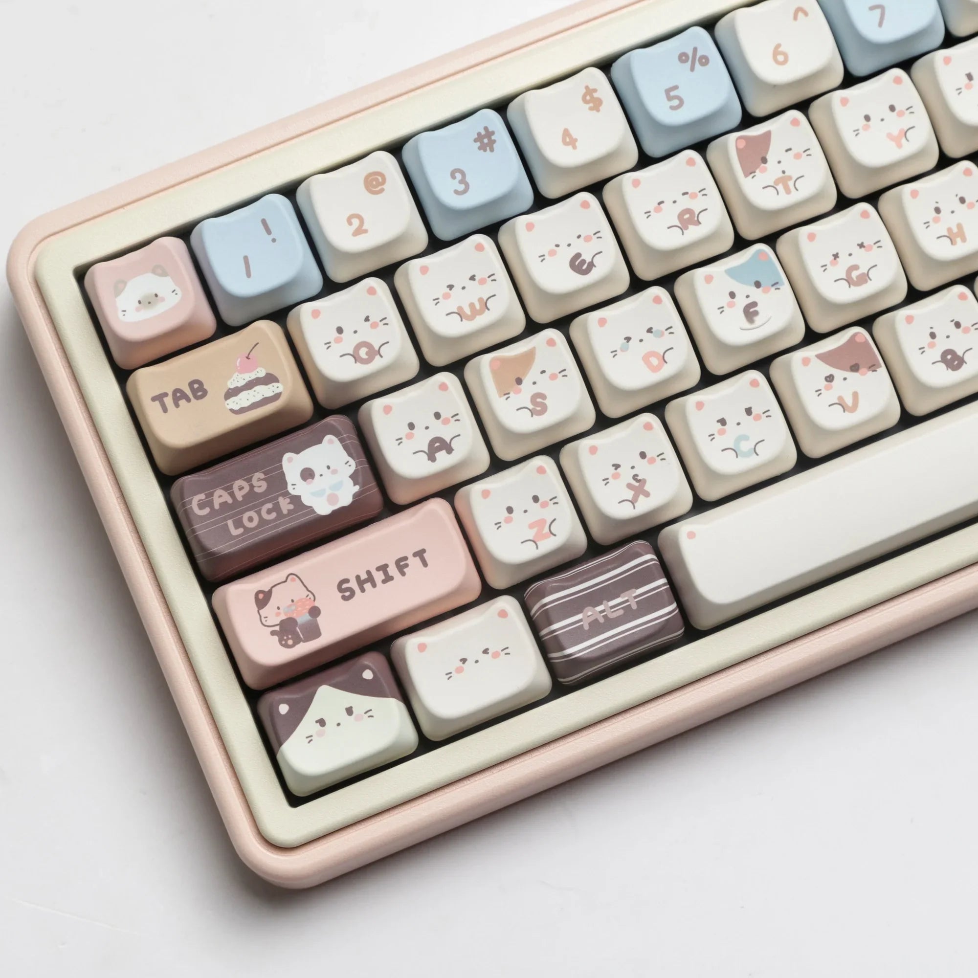 MAO Profile Sea Salt Cat PBT Dye Sub Keycaps Cute Cartoon Keycap For Mx Switch Mechanical Keyboard 6.25u 7u Space GMK67 Alice
