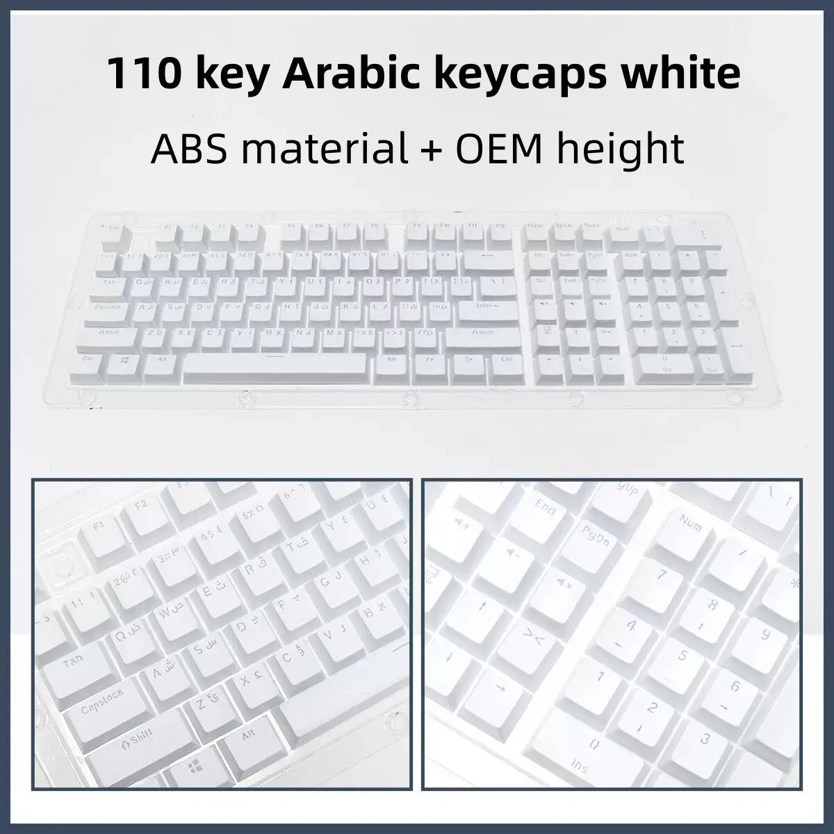 129 Keys Arabic Keycaps Set PBT/ABS Cherry Profile OEM Keycap Gaming Custom Personalised Cute for MX Switch Mechanical Keyboard