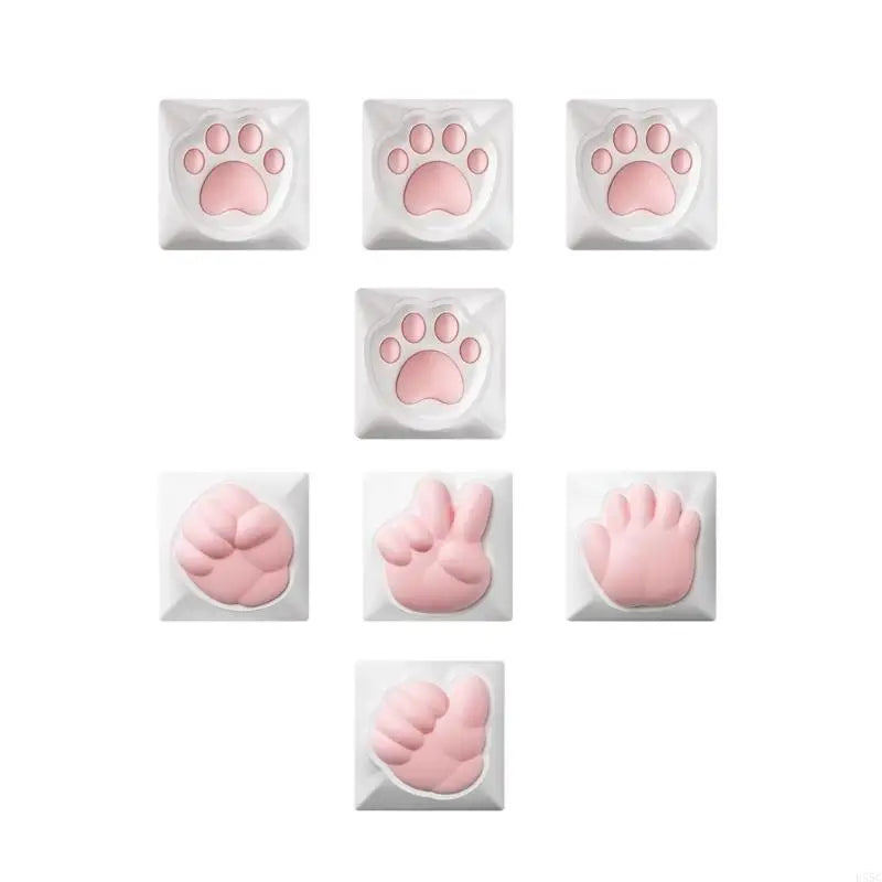 U55C Colorful Cat Paw Keycaps for Standard Mechanical Keyboards Sublimation Dye Technology Keys Caps for Long-Lasting Colors