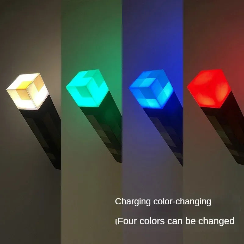 NEW Pixel Game Prop Models Torch and Color-changing Bottle Night Light Plastic Mineral Lamp Ornaments Holiday Party Gifts