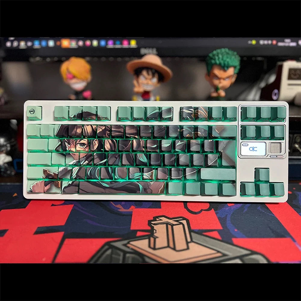 1 Set PBT Dye Sublimation Anime Keycaps Kochou Shinobu Theme Key Caps for Demon Slayer Cherry Profile Keycap Keyboard Decoration