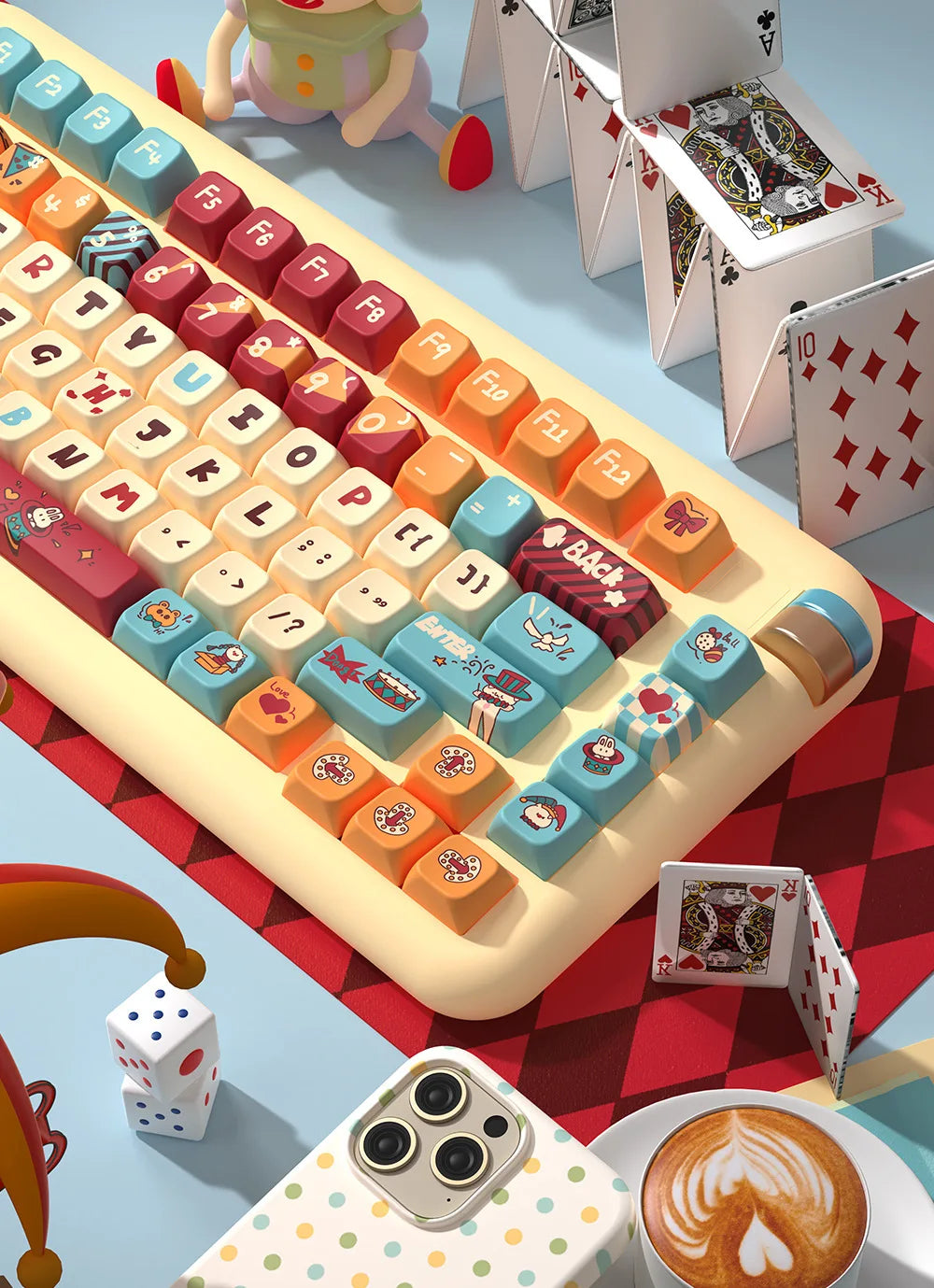 Cat Circus Theme Keypad 138/158key Mda Cherry Profile Pbt Hot Sublimation Mechanical Keyboard Animation Peripheral Game Keycap