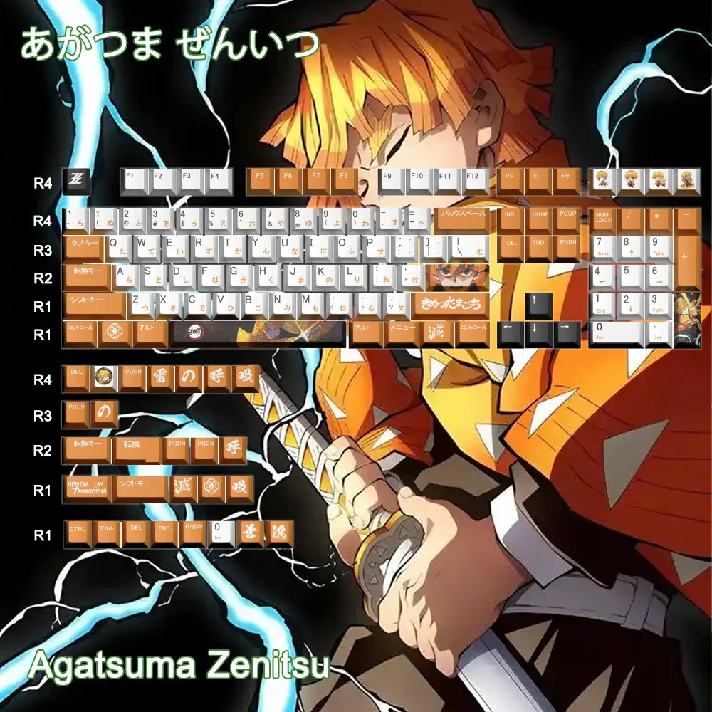 1 Set PBT Dye Sublimation Anime Keycaps Kochou Shinobu Theme Key Caps for Demon Slayer Cherry Profile Keycap Keyboard Decoration