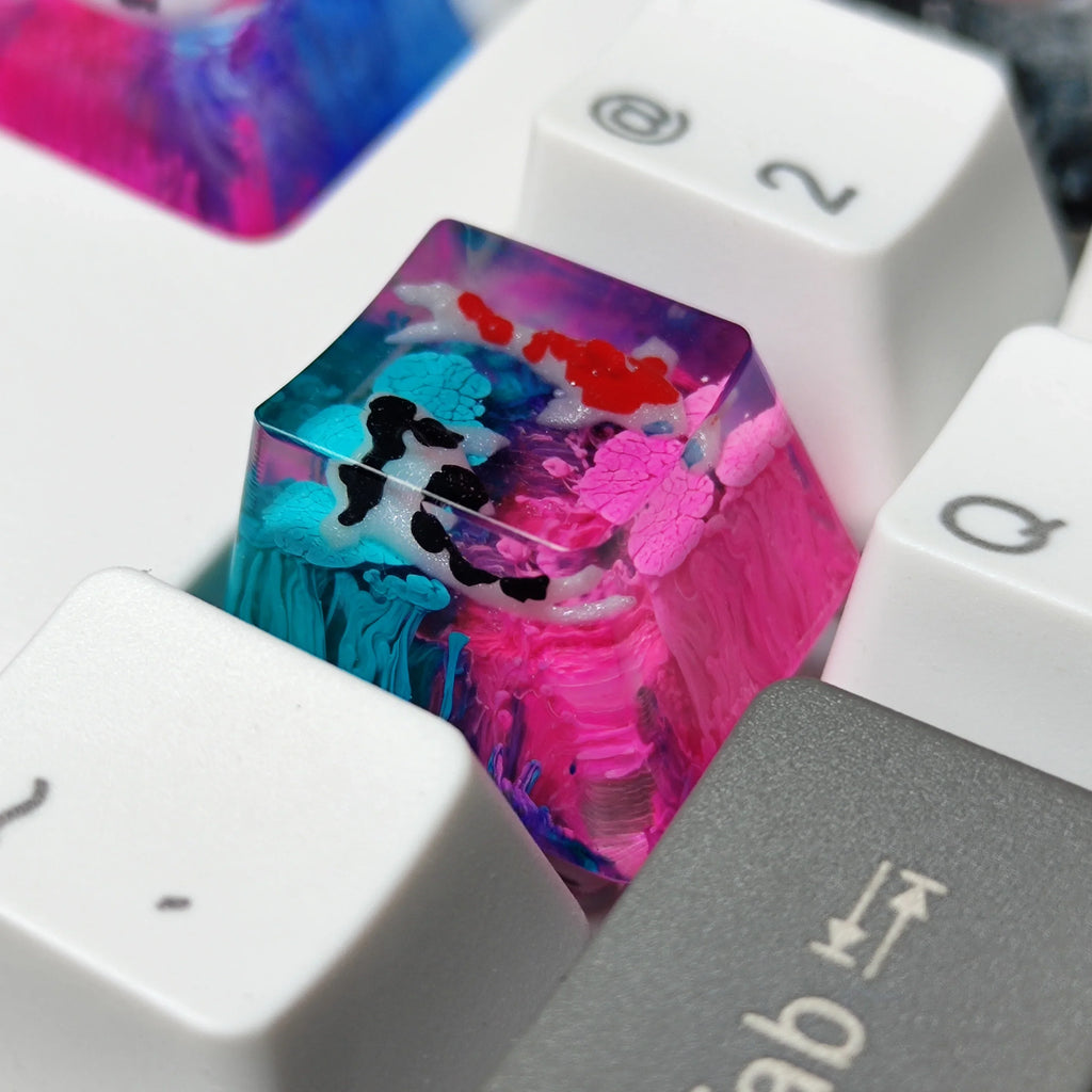 Handmade Keycaps Custom Scenery Koi 1U Resin Keycaps For Cherry Mx Switch Gamer Mechanical Backlit Keyboard Replace RGB Keycaps