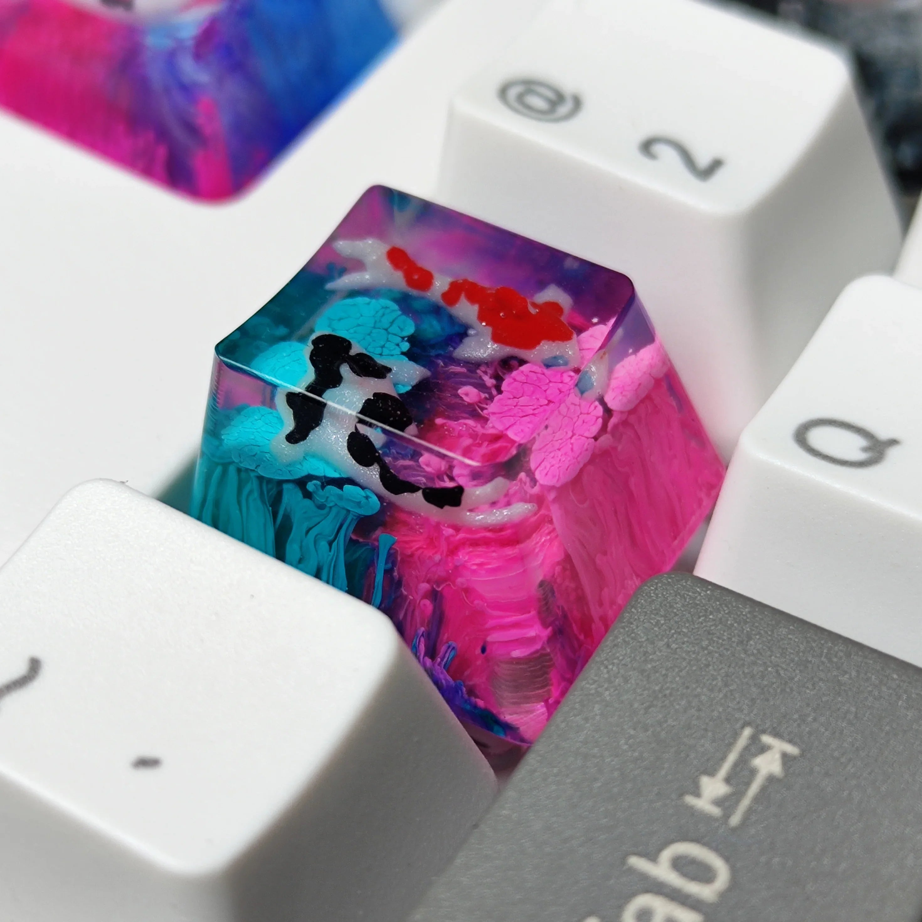 Handmade Keycaps Custom Scenery Koi 1U Resin Keycaps For Cherry Mx Switch Gamer Mechanical Backlit Keyboard Replace RGB Keycaps