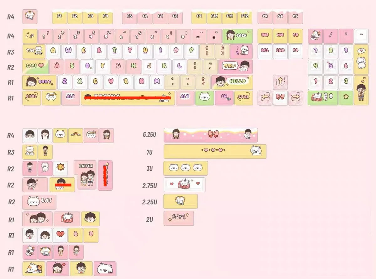 138 keys Customized SO keycap Kawaii gril Cute Pink Dye-Sub PBT For Diy Mechanical Keyboard MX Switch Cap Cute Keycap Alice/Ansi