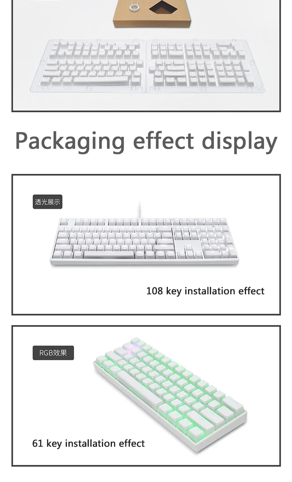 129 Keys Mechanical Keyboard PBT Pudding Keycaps Two-color Injection Molding OEM Character Translucent Keycap for All Keyboards