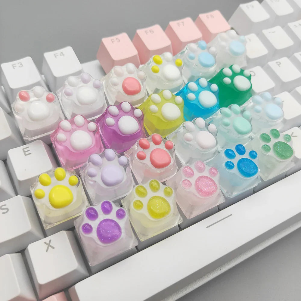 Games Backlit Keycap Cat Paw Cute DIY Key Cap for Mechanical Keyboards Personalized Transparent Crystal Keycap Cherry MX Axis