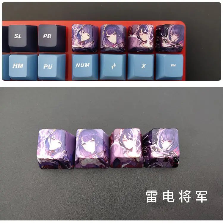 Cartoon Anime Genshin Impact Keycap zhongli Mechanical keyboard replacement key R4 PBT thermal sublimation Cherry OEM height