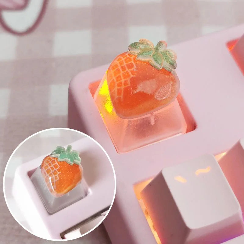 Diy Fruit Transparent Keycap for Cherry Axis Mechanical Keyboard Special Pink Strawberry Peach ESC Supplement OEM R4 Keycap