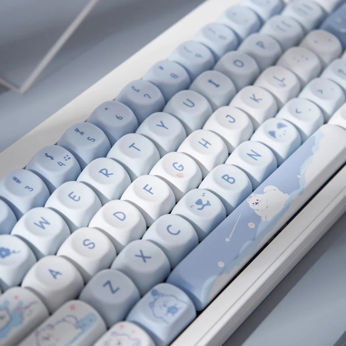 USLION 95Keys MOA Profile Keycaps Cute Samoye Dogs Theme PBT Key Caps Suit for 61/64/68/84/75/87 Keys Gaming Mechanical Keyboard