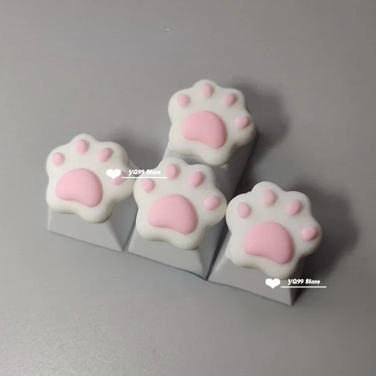 4pcs/set Lovely Cat Claw Key Cap Personality Cat Paw Keycaps for Mechanical Keyboard R4 Arrow Keys Pink Cute DIY Keycaps