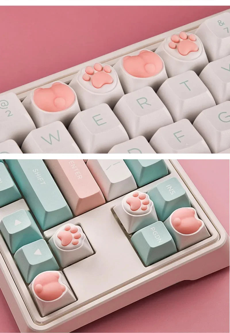 1 Pc Pink Cat Claw Key Cap Mechanical Keyboard Single Silicone Cat Butt Key Cap Girly Heart Computer Peripherals