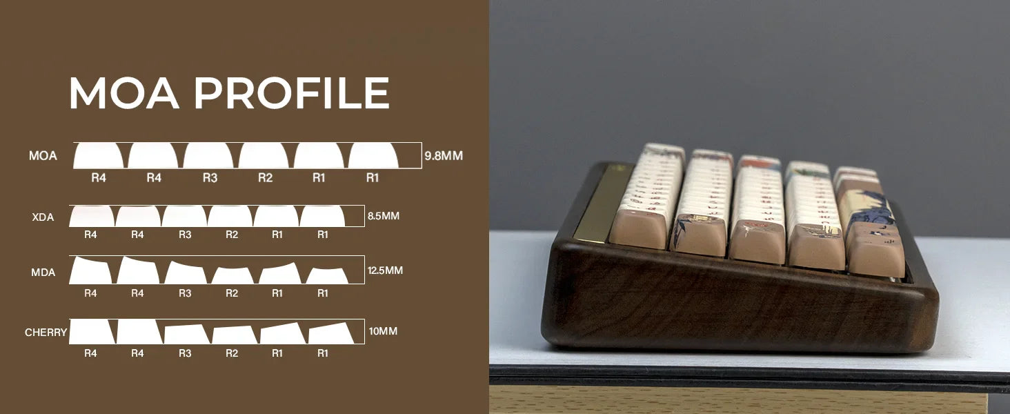 XVX MOA Keycaps Brown Japanese Painting Keycaps Dye-sub PBT Custom Keyboard Keycaps 75 Percent 140 Keys Illustration Key Cap