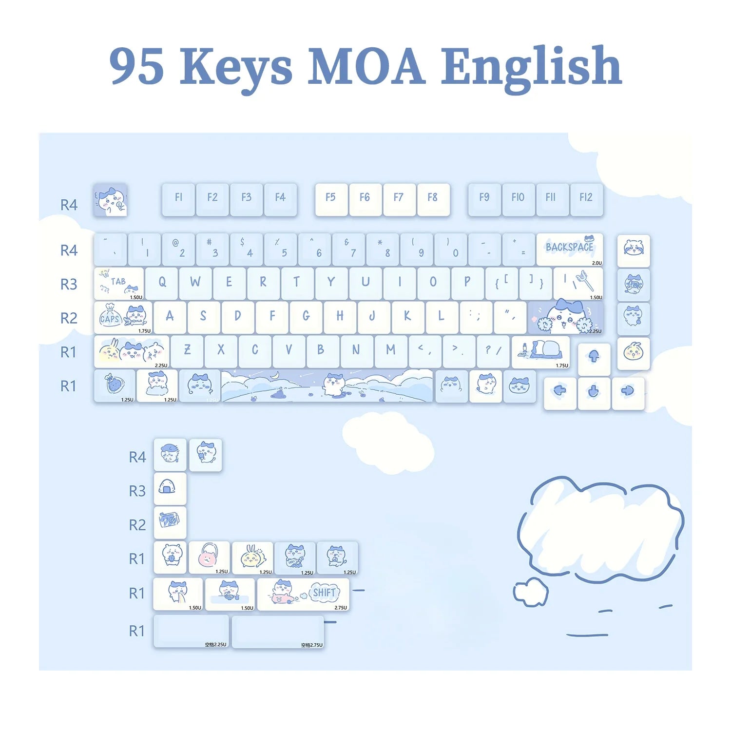 95 Keys artoon Cute Puppy Cat Kitty Keycaps GMK PBT Keycap MOA Profile Dye Sublimation For  DIY Mechanical Keyboard Girls Gift