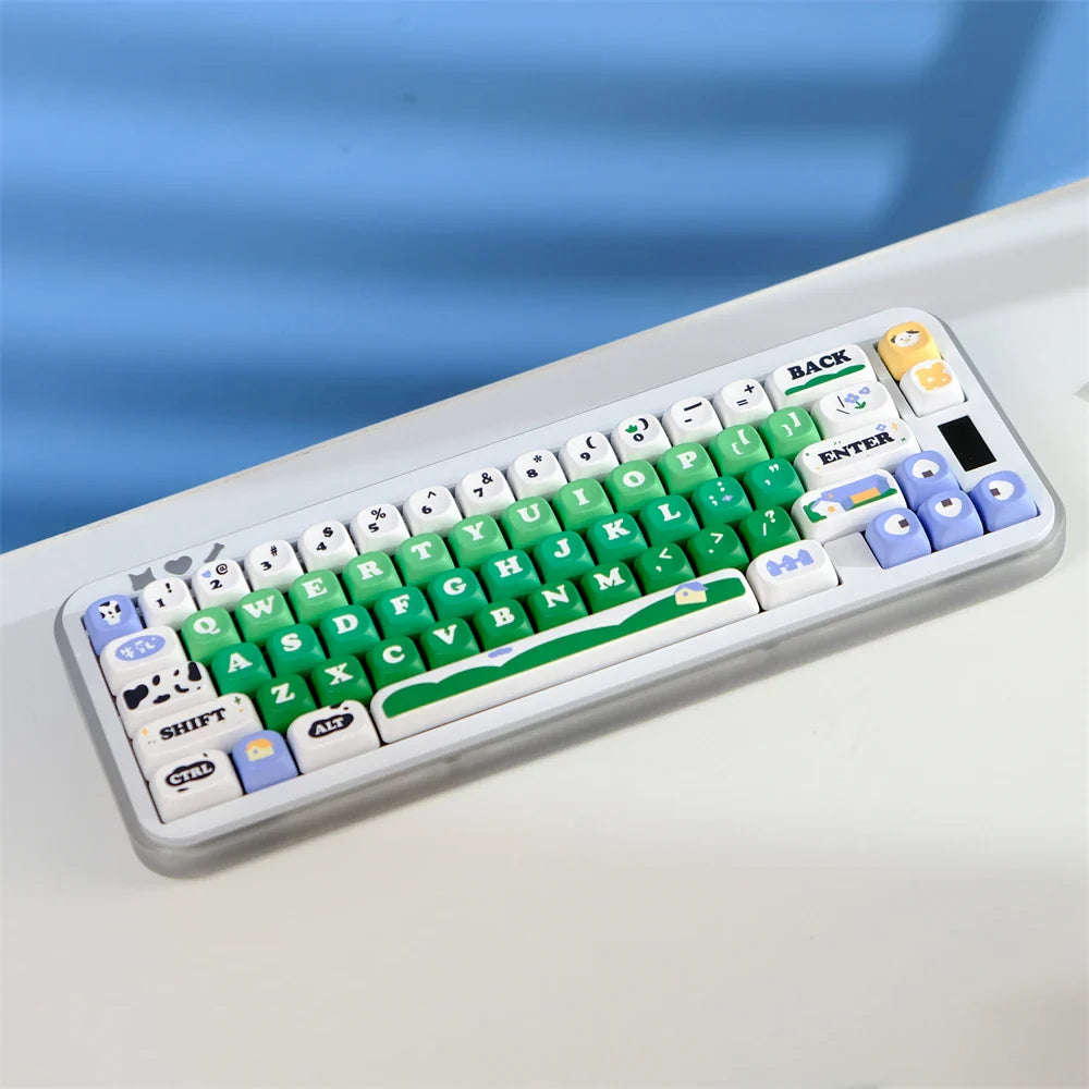 MOA Key Caps 129 Key Cow Pasture PBT Keycap MOA Profile Dye Sublimation Keycap For Gaming Mechanical Keyboard Keycap MX Switch