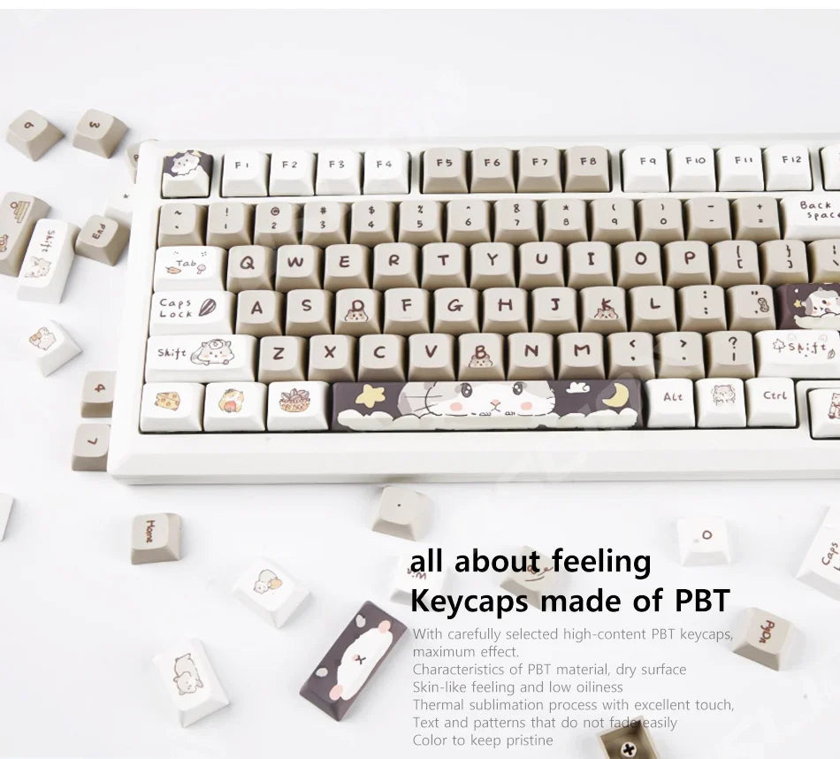 Orange squirrel Gray Rat Theme Keycap XDA Profile Key cap English Korean for 61/64/68/84/87/96/98/104 Mechanical Keyboard Keycap