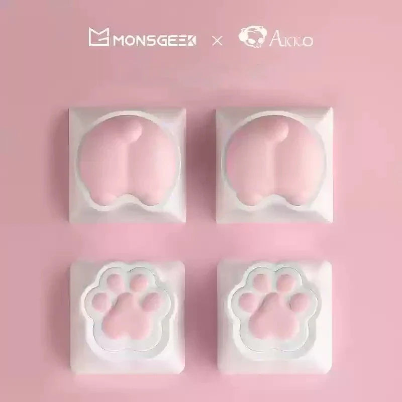 AKKO Keycap Soft Cute Cat Claw Rock Paper Scissors Like Kawaii Keycaps PC Silicone OEM Height ABS Material Girl Custom Key Caps