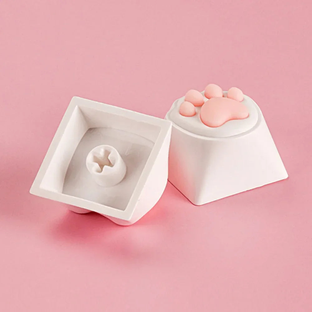 4PCS Cute Cartoon Silicone Cat Paw Keycap DIY Handmade Personalized Mechanical Keyboard Dedicated PBT Keycap