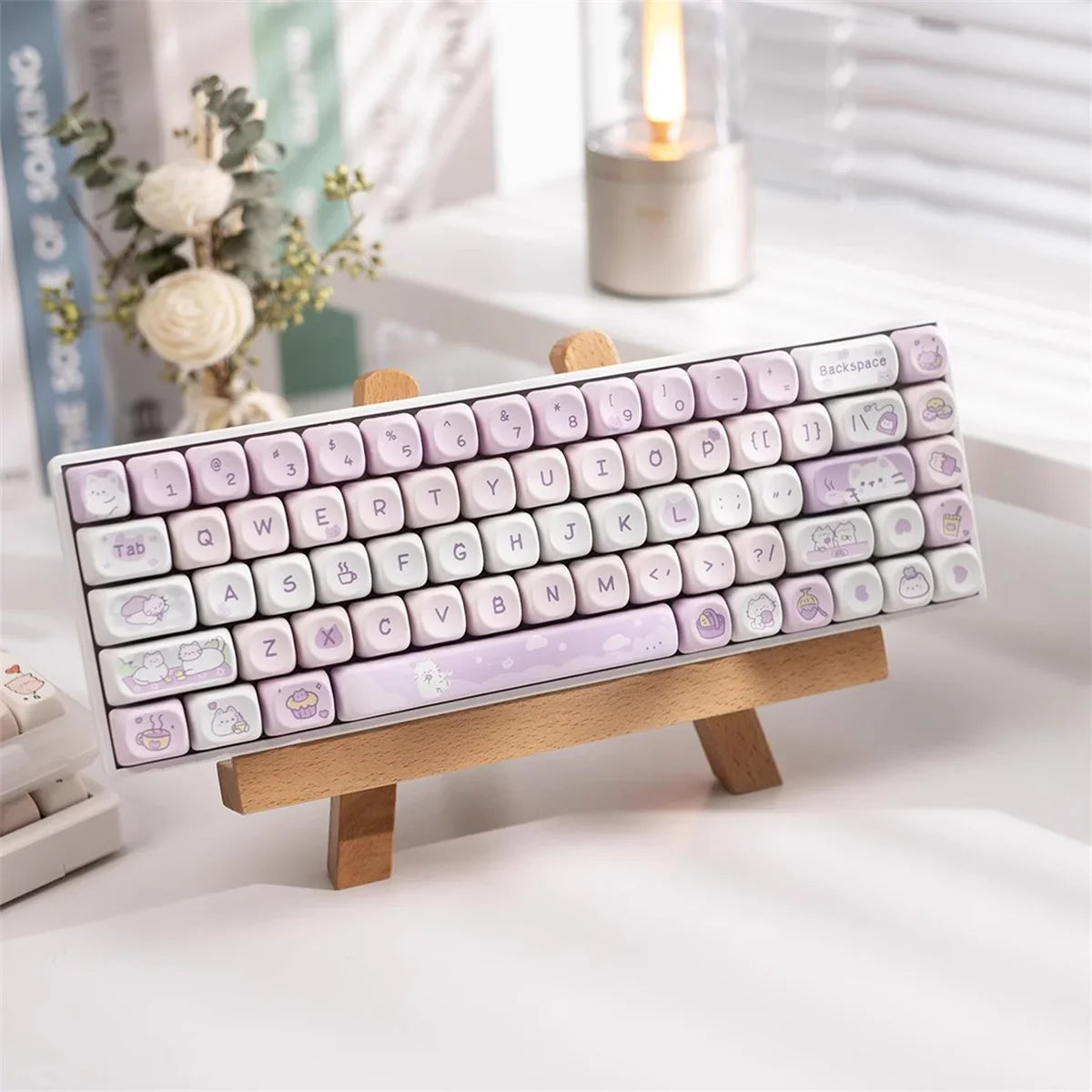 ULSION 132Keys MOA Profile Dog Cat Cartoon Keycaps for 61/64/68/78/84/87/96/104/108 Keys Gaming Mechanical Keyborad MX Swtiches