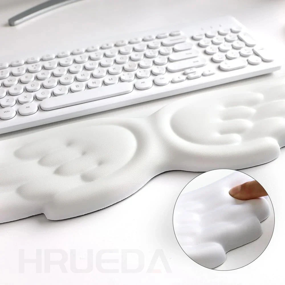 Keyboard Mouse Wrist Rest Angel Wing Memory Foam Mouse Pad Set Wrist Support Ergonomic Non-Slip for Computer Laptop Easy Typing