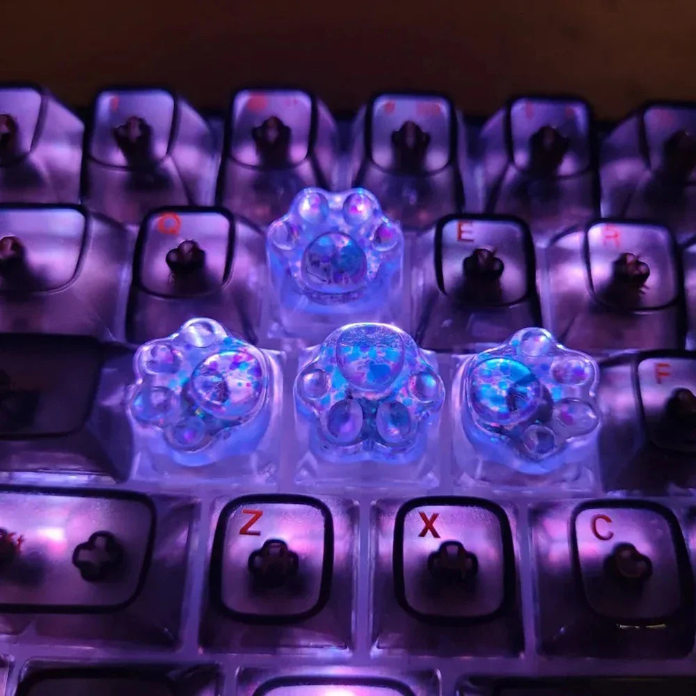 Games Backlit Keycap Cat Paw Cute DIY Key Cap for Mechanical Keyboards Personalized Transparent Crystal Keycap Cherry MX Axis