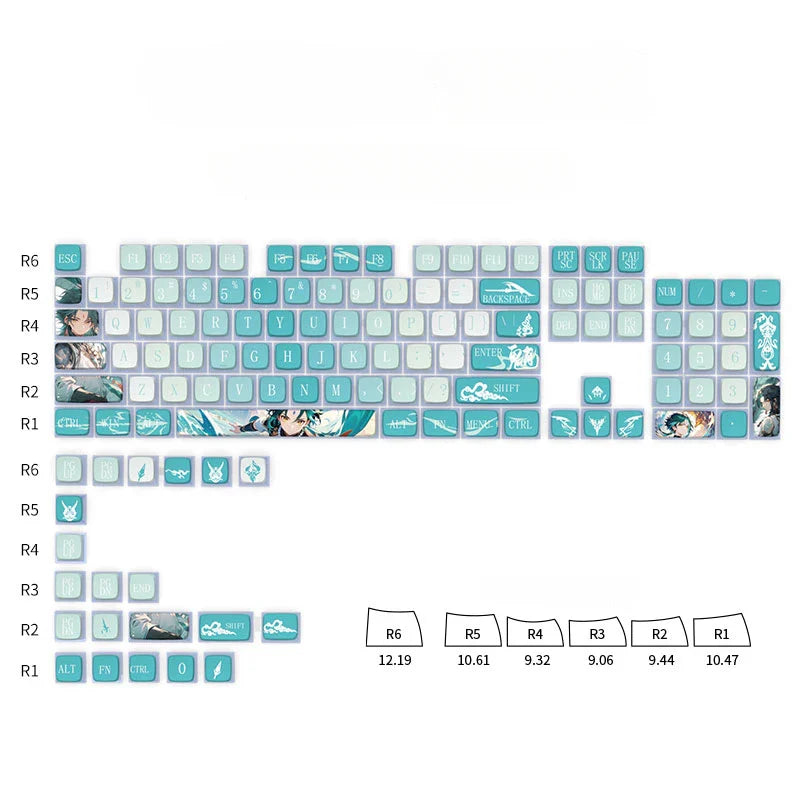 Genshin Impact Theme Xiao Keycaps MOA Profile PBT Sublimation Mechanical Keyboard Caps Cartoon Character Gamer XIAO Keycap