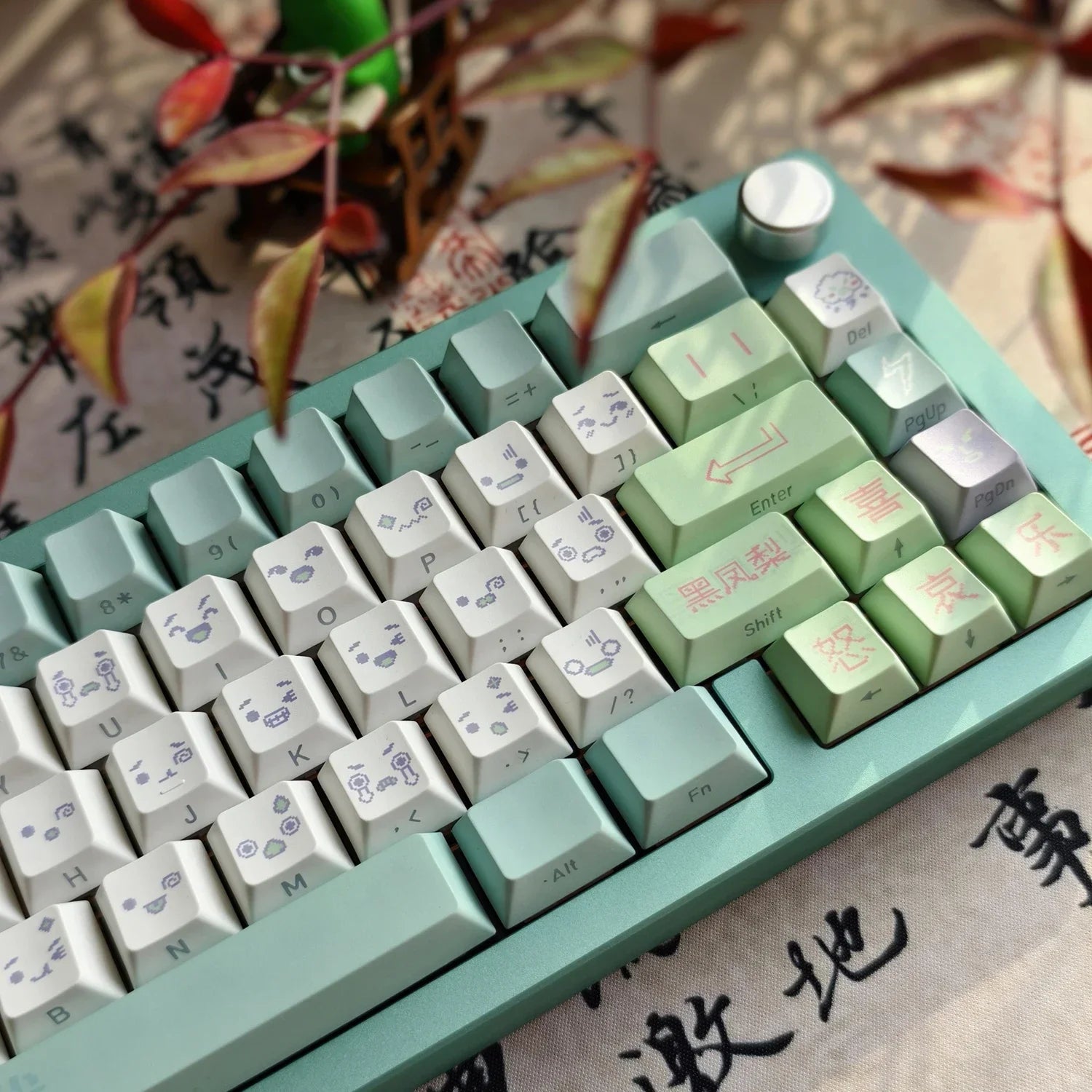 Emotional Era Theme Keycaps Thermal Sublimation PBT Cherry Profile Side Carving Key Caps Adapter Cross Shaft Mechanical Keyboard
