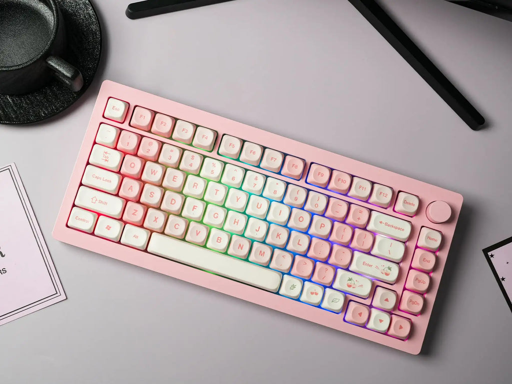 143 Keys Pink Cherry MOA Profile PBT Keycaps Dye Sub Customs  Key caps for 61/87/104 Cherry MX Switch Gaming Mechanical Keyboard