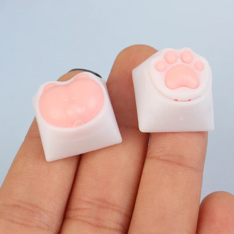 1pc Cute Cat Paw Keycaps For Mechanical Keyboard Cherry MX Switch DIY Custom Key Cap Soft Silicone Keycup Artisan Pink Color