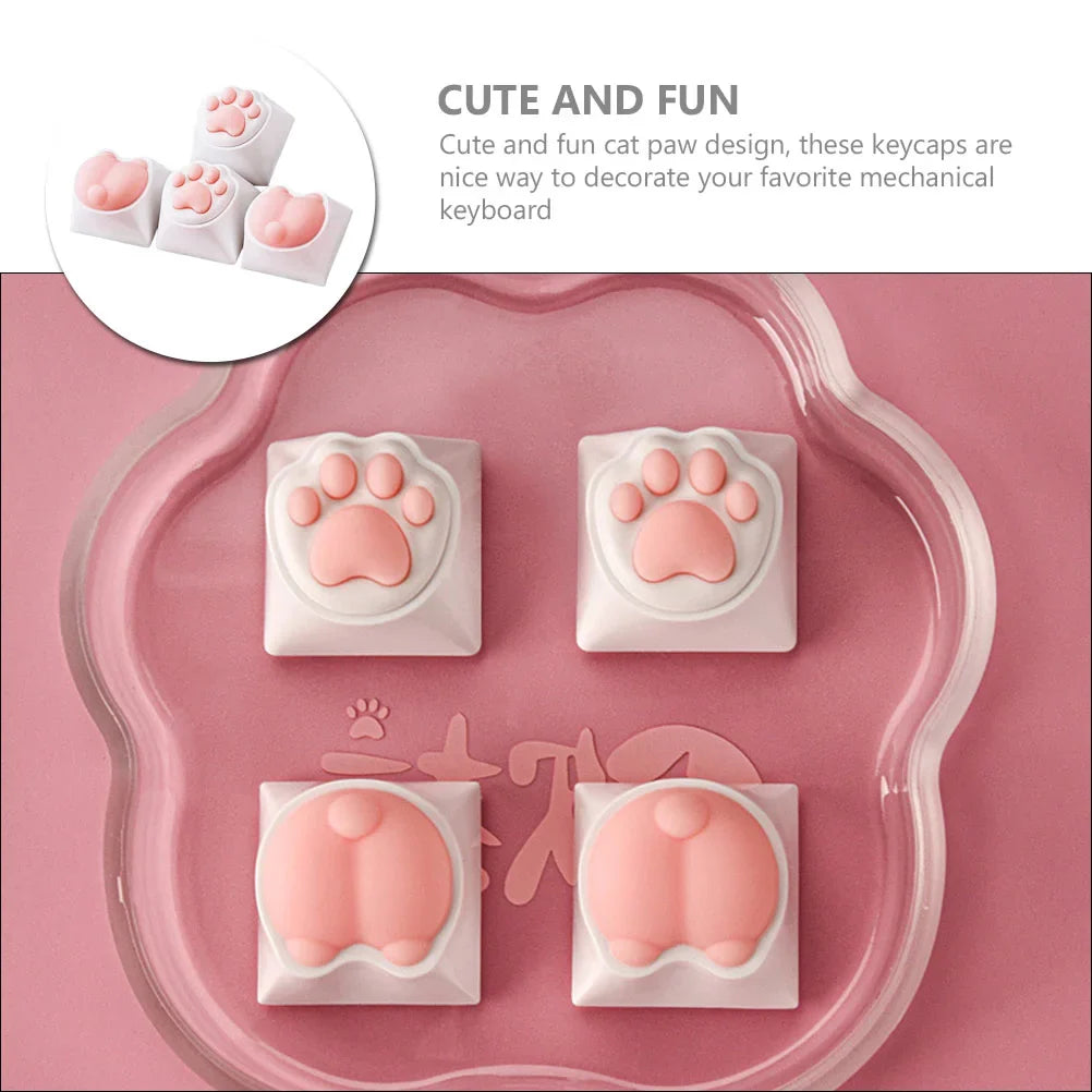 4 Pcs Cat Claw Keycaps Silicone Mechanical Keyboard Paw for Gaming Silica Gel Themed