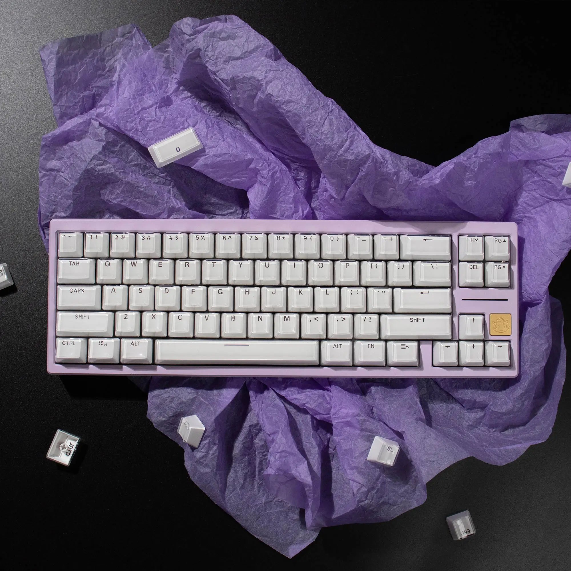 Crystal White Pink Jelly Keycaps OEM profile 104 Keys ABS Double shot keycaps set for MX Switches Mechanical Keyboard