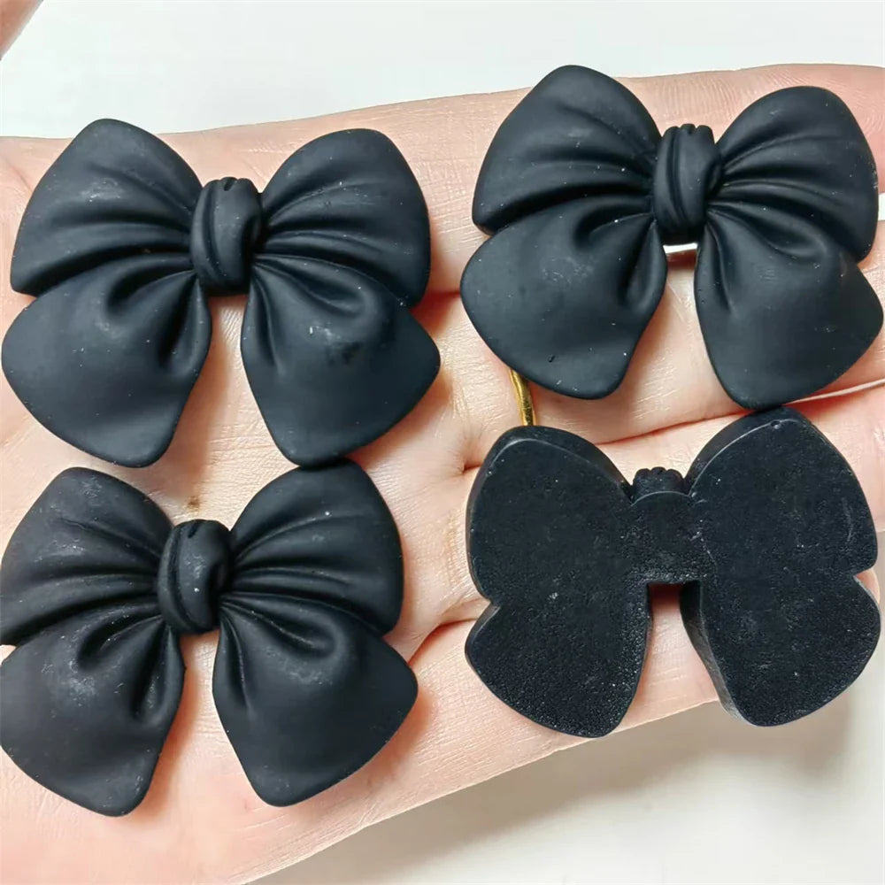 5Pcs Kawaii Pink Rose Red Purple Blue Matte Texture Flatback Large Bow 3D Handcraft Junk Phone Case Car Decorations Charm Supply