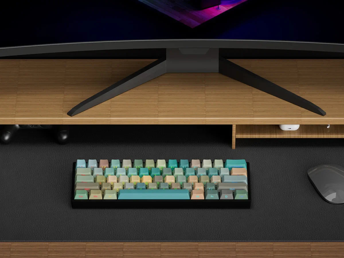 Womier Oil Painting Original Factory Customized Wooding Keycaps PBT Creative Gradient Transparent Side Engraved Key Caps Cherry
