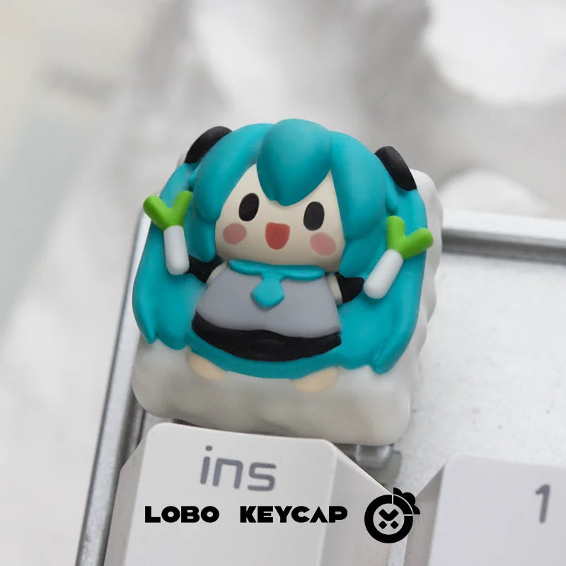 New Vocaloid Miku Animation Theme Keycap 1 Pcs Q Version Personalized Customized Resin Art Gaming Mechanical Keyboard Key Cap