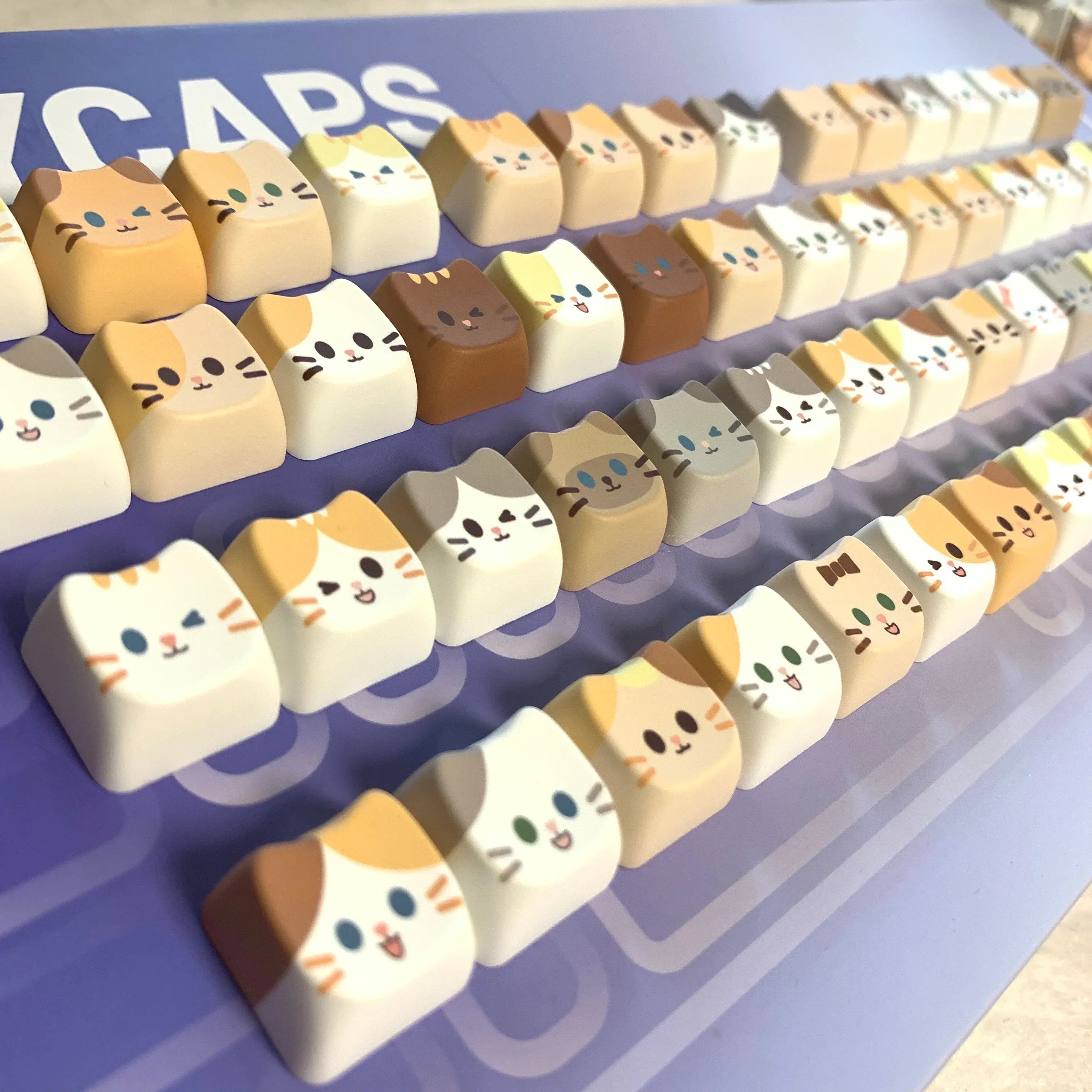 in stock Cute Cat Keycaps Head MAO Profile PBT Square Key Cap For MX Mechanical Keyboard KeyCap Keyboards Set For Girls Gift