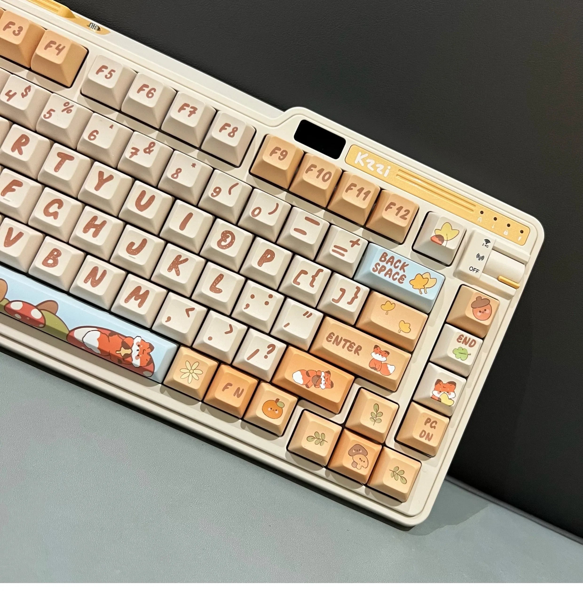142 Keys Cartoon Fox Keycap KCA MDA Highly Orange Beige Mushroom Keycap PBT Small Animal Cute Diy Keycap For Mechanical Keyboard