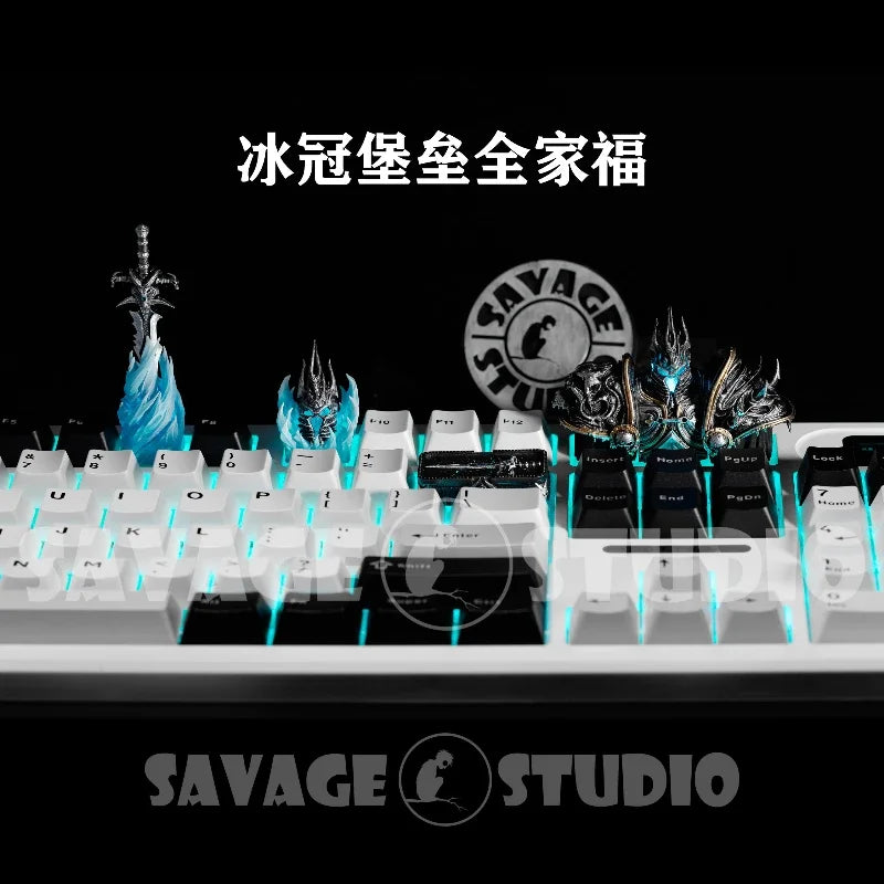World of Warcraft Frostmourne Anime Keycaps Lich King Translucent Key Caps Mechanical Keyboard Caps Korean Keycap PC Gamer Gifts