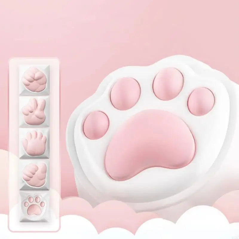 U55C Colorful Cat Paw Keycaps for Standard Mechanical Keyboards Sublimation Dye Technology Keys Caps for Long-Lasting Colors