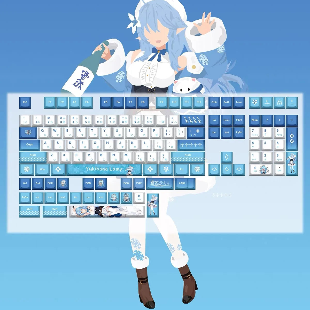 Hololive Vtuber Keycaps Tokoyami Towa Keycap PBT DYE Sublimation Cherry MX Cross Axis Switch Keycap for Mechanical Keyboard