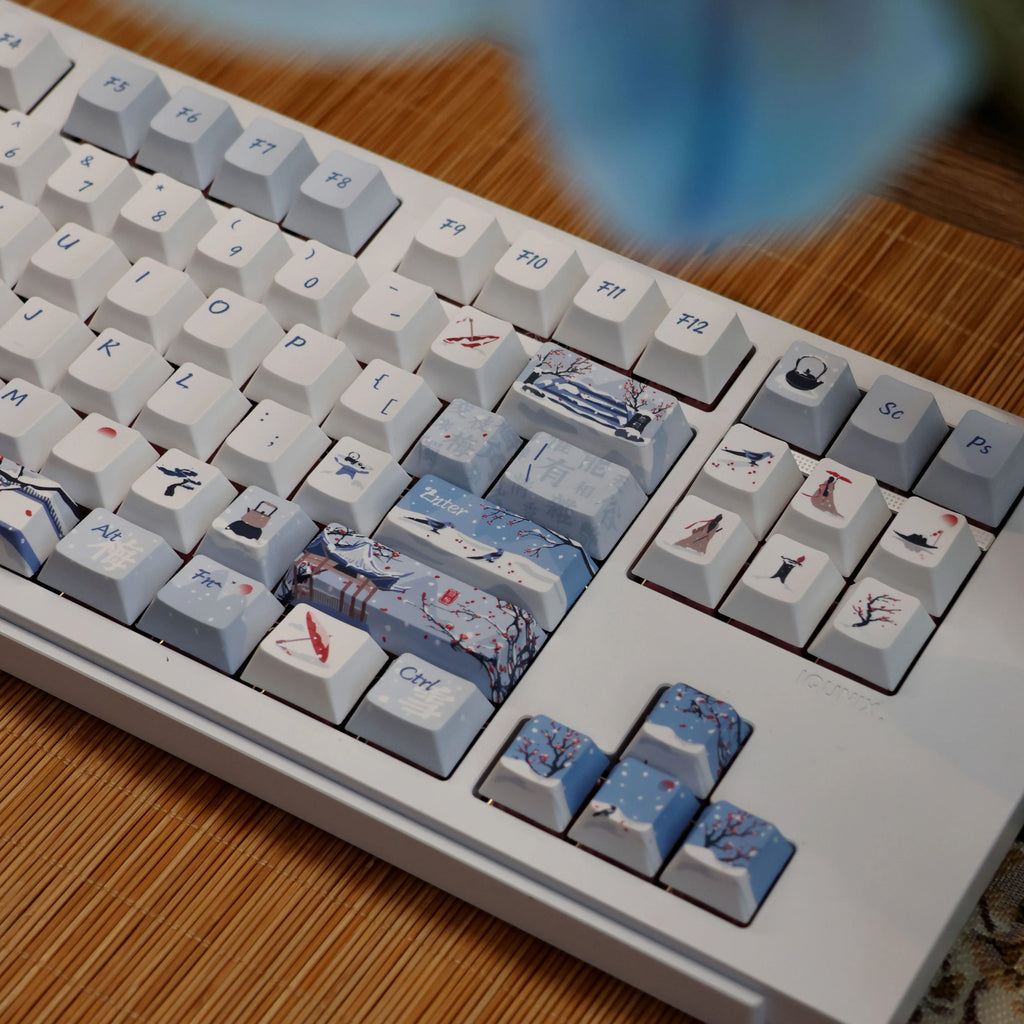 140 Keys Leaning Plum Garden Theme Keycaps National Style Cherry Profile PBT Dye Sublimation For MX Switch Mechanical Keyboard