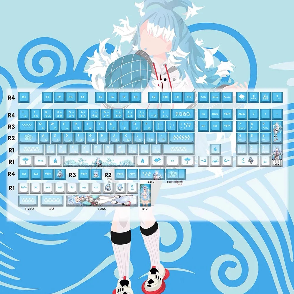 Hololive Vtuber Keycaps Tokoyami Towa Keycap PBT DYE Sublimation Cherry MX Cross Axis Switch Keycap for Mechanical Keyboard