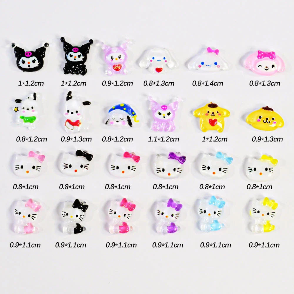 35/50/70/240pcs Cute Sanrio Nail Art Jewelry Decoration Kawaii Hello Kitty Kuromi Rhinestone Charms For Nail Y2K Manicure Crafts