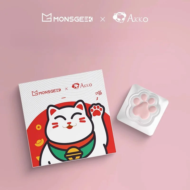 Mongseek Super Cute Cat Claw KeyCap Girl Powder Mechanical Keyboard Key Cap Soft Silicone Cross Shaft Universal Birthday Gifts