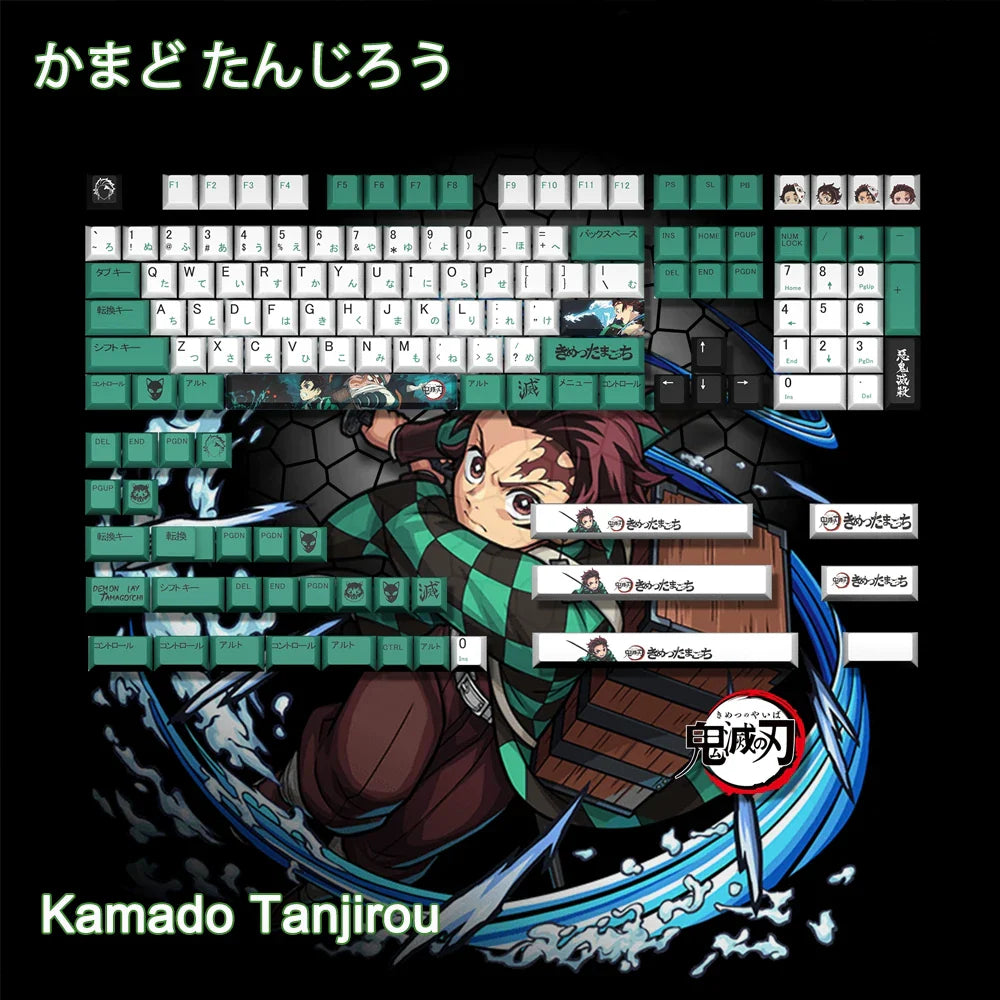 1 Set PBT Dye Sublimation Anime Keycaps Kochou Shinobu Theme Key Caps for Demon Slayer Cherry Profile Keycap Keyboard Decoration